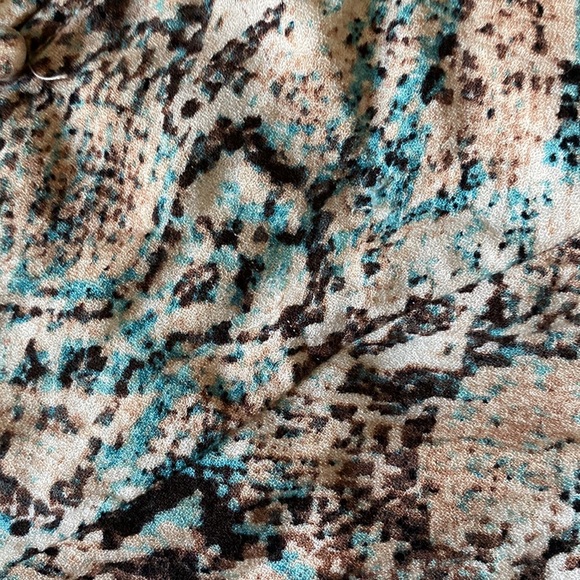 New AFRM Long Sleeve Midi Dress, Aqua All-Over Snake Print, Size Medium - Picture 3 of 16